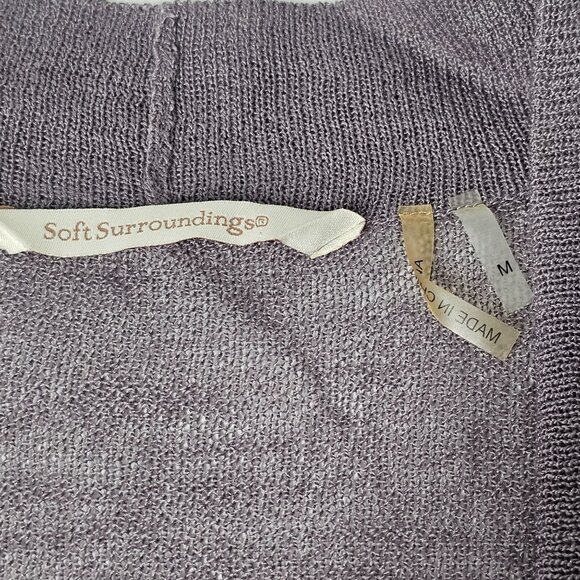 Soft Surroundings Sheer Long One Button Cardigan Lightweight Gray‎ Women's M - Picture 4 of 8